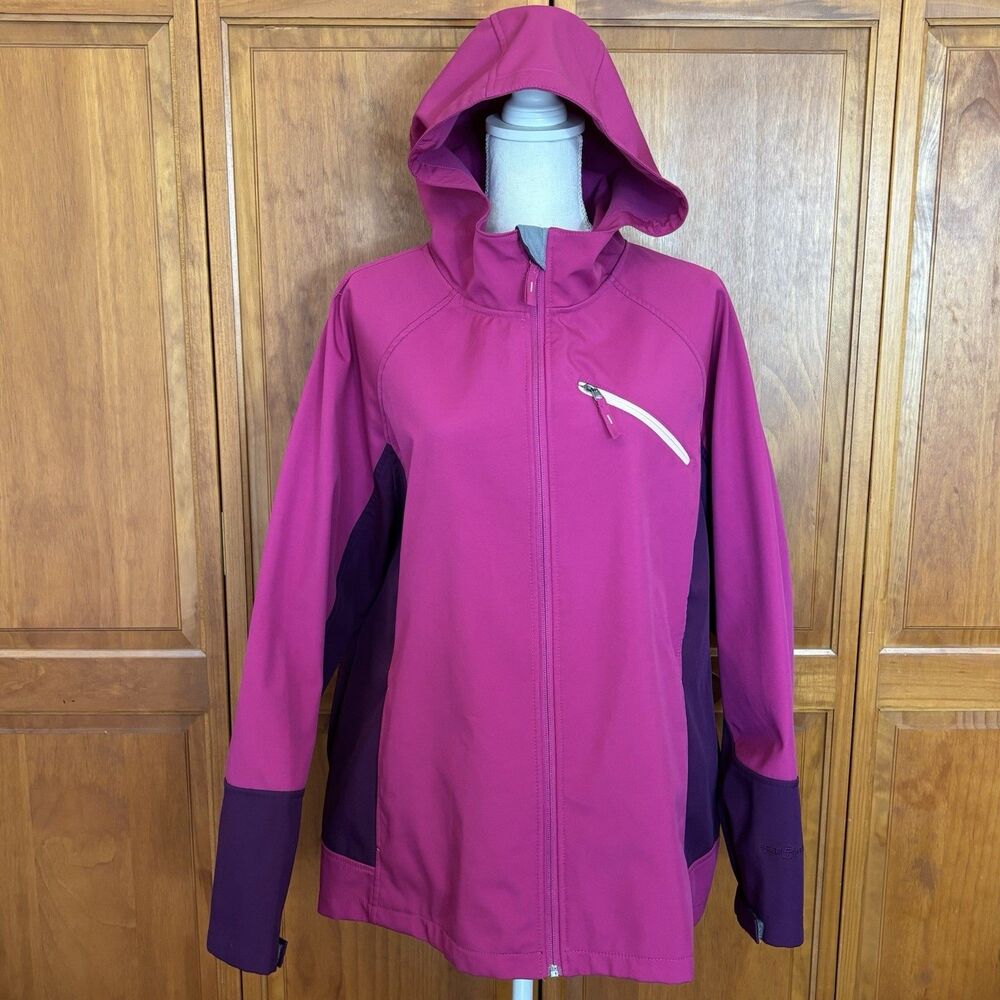 Free Tech Softshell Jacket Womens Plus Size 3X Pink Purple Hooded Fleece Lined
